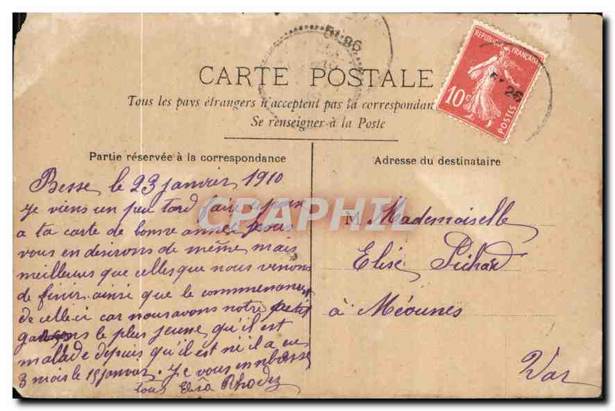 CPA Bonne Annee Femme — Rückseite