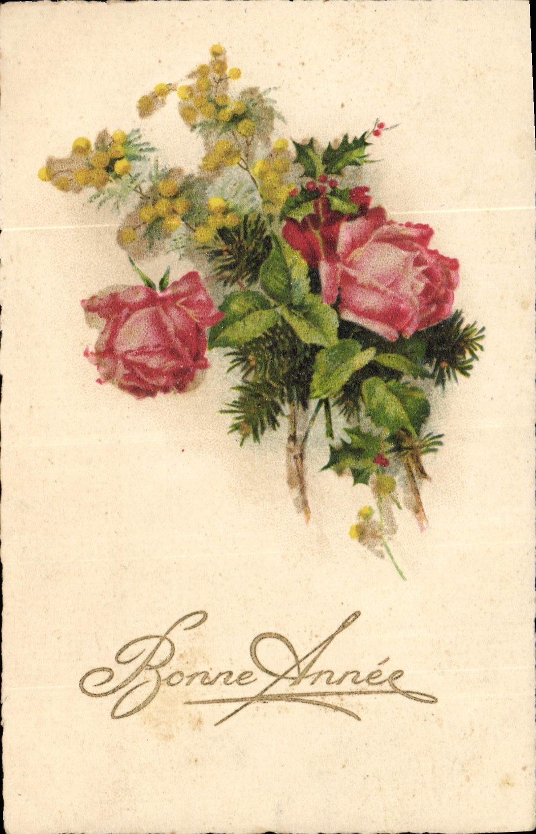 CPA Bonne Annee Fleurs