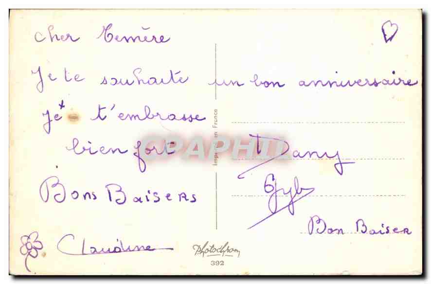 CPA Heureux Anniversaire fleurs — Verso
