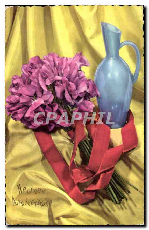 CPA Heureux Anniversaire fleurs
