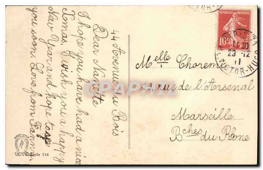 CPA Bonne Annee Fleurs — Rückseite