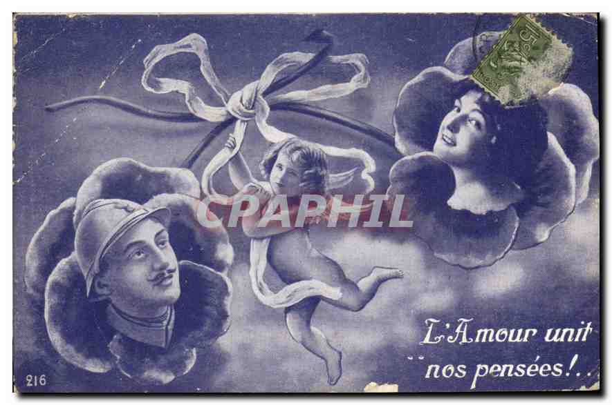 Soldat et femme dans les nuages — L'Amour unit nos pensées! — S.I.D. Paris, n°216