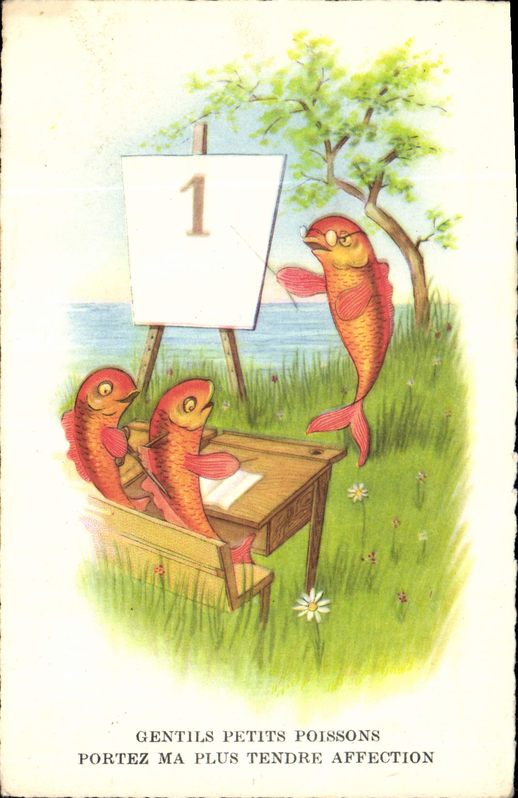 CPA Gentils Petits Poissons Portez ma Plus Tendre Affection 