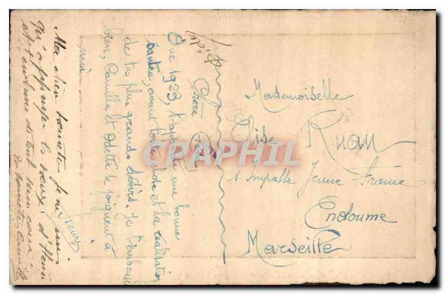 Landschaft mit Schäfer und Schafen — Frohe Neujahr 1923 — Verlag T. Gavenne, Seriennummer nicht sichtbar — Rückseite