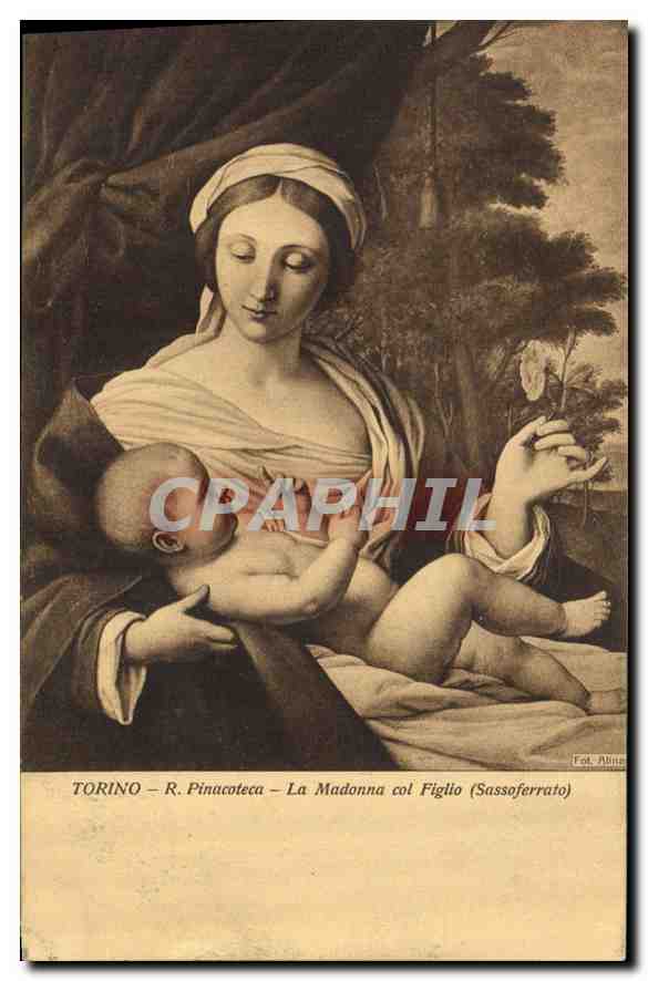 Torino - R. Pinacoteca - La Madonna col Figlio (Sassoferato) — Éditeur Alba, série 1596