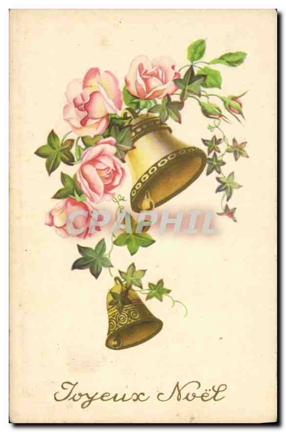 CPA Joyeux Noel Fleurs Cloches