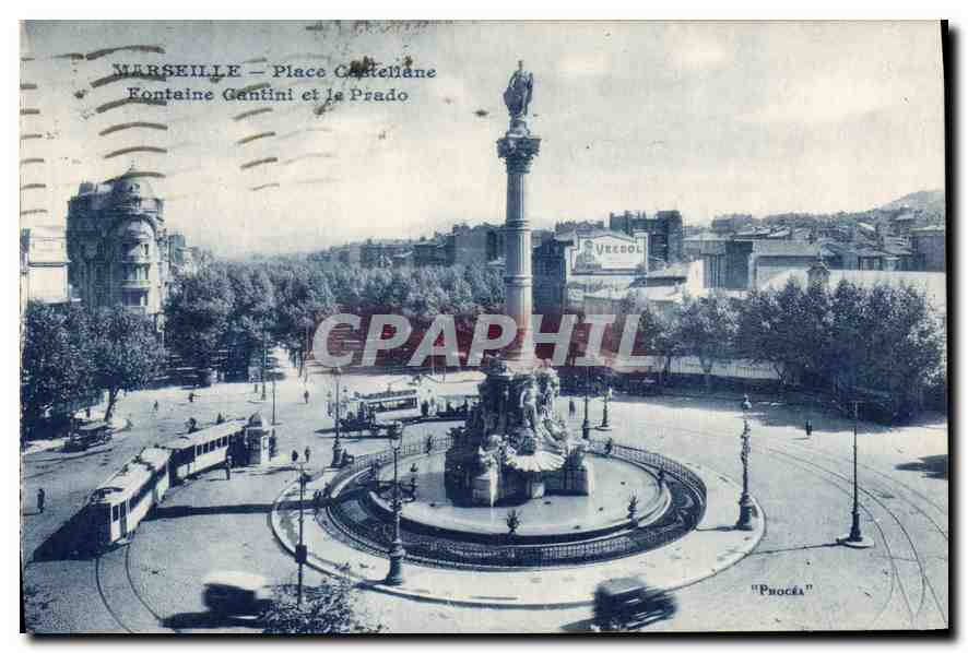 CPA Marseille Place Castellane Fontaine Cantini et le Prado 