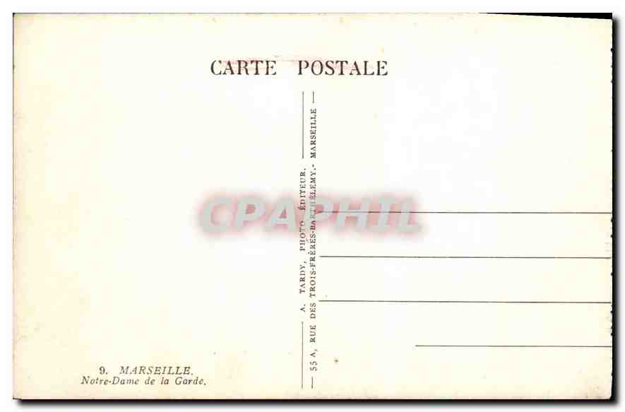 CPA Marseille Notre Dame de la Garde  — Rückseite