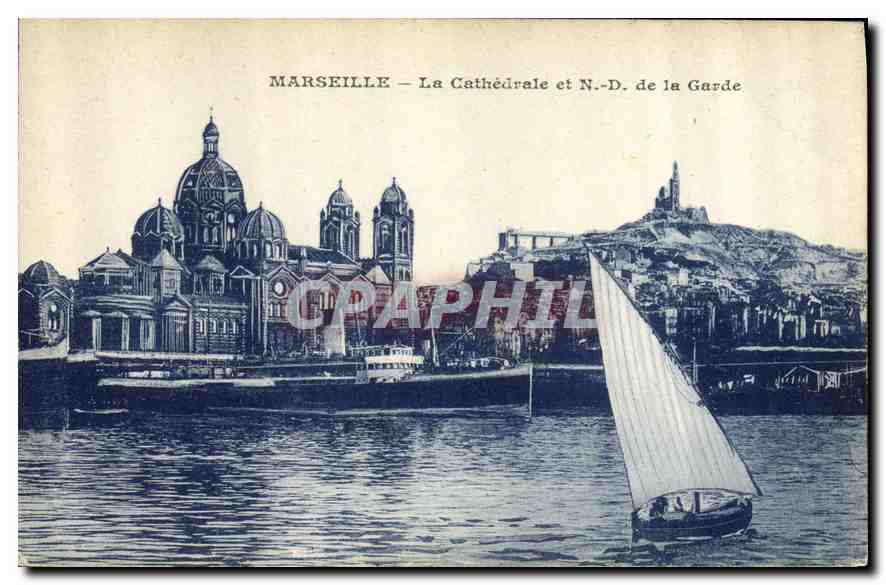 CPA Marseille La Cathedrale et ND de la Garde 
