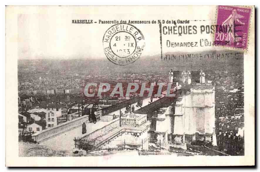 CPA Marseille Passerelle des Ascenseurs de ND de la Garde 