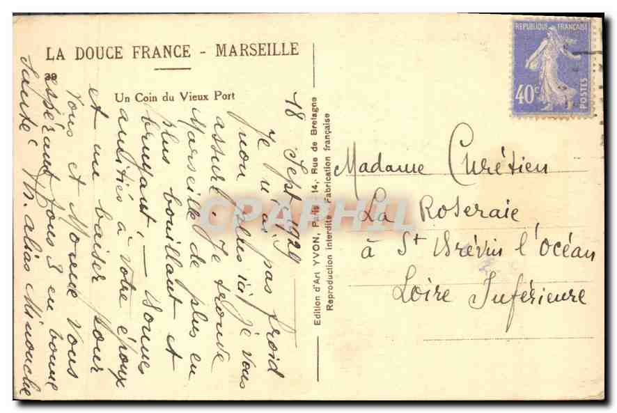 CPA Marseille Un Coin du Vieux Port  — Verso