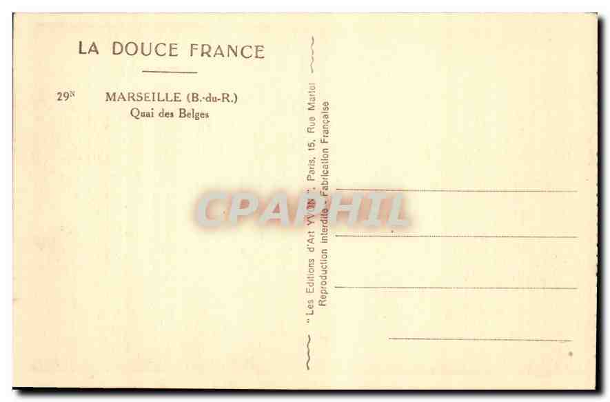 CPA Marseille B du R Quai des Belges  — Rückseite