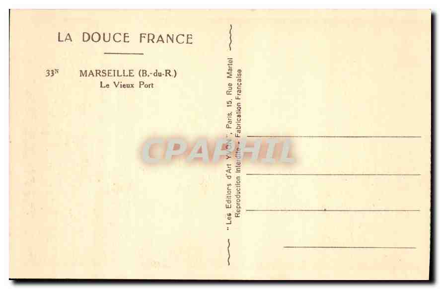 CPA Marseille B du R Le Vieux Port  — Rückseite