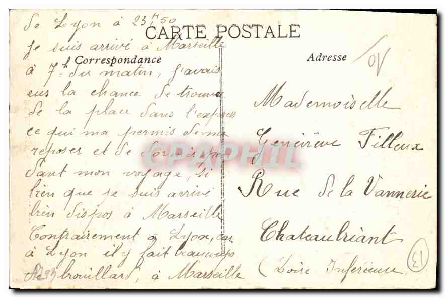 CPA Marseille Fontaine Cantini  — Rückseite