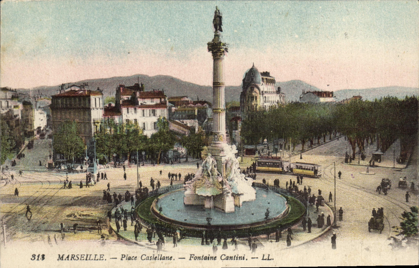 CPA Marseille Place Castellane Fontaine Cantini 