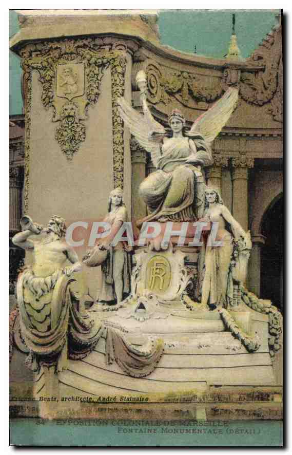 CPA Exposition Colontale de Marseille Fontaine Monument 