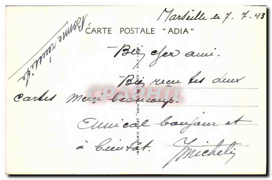 CPA Marseille Le Canbiere  — Verso