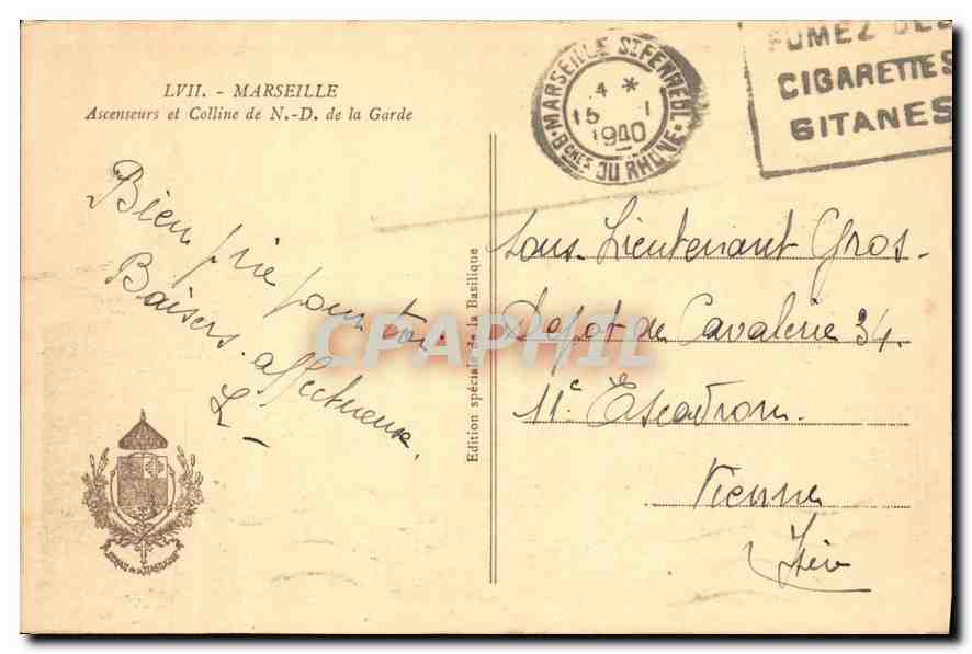 CPA Marseille Ascenseurs et Coline de Notre Dame de la Garde  — Rückseite