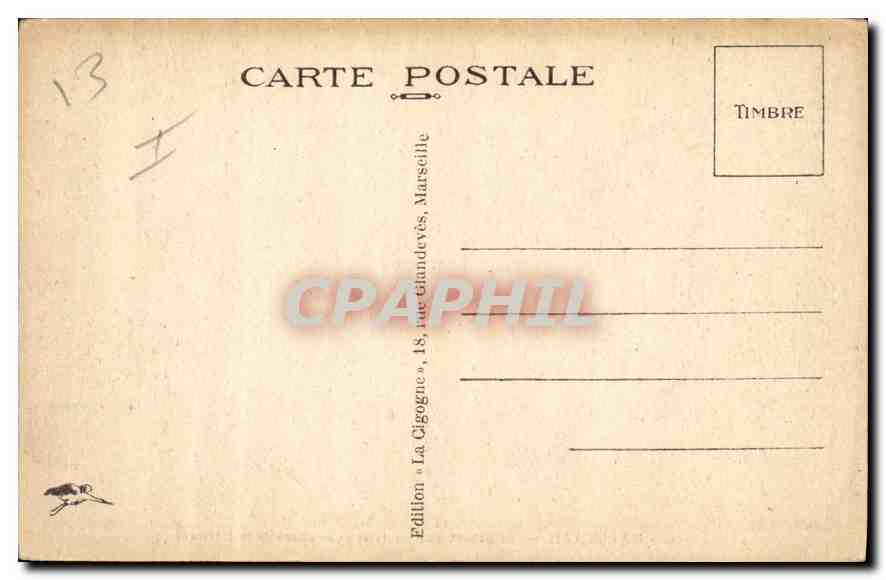 CPA Marseille Le depart d'Un Courrier et le Phare de la Desirade  — Rückseite