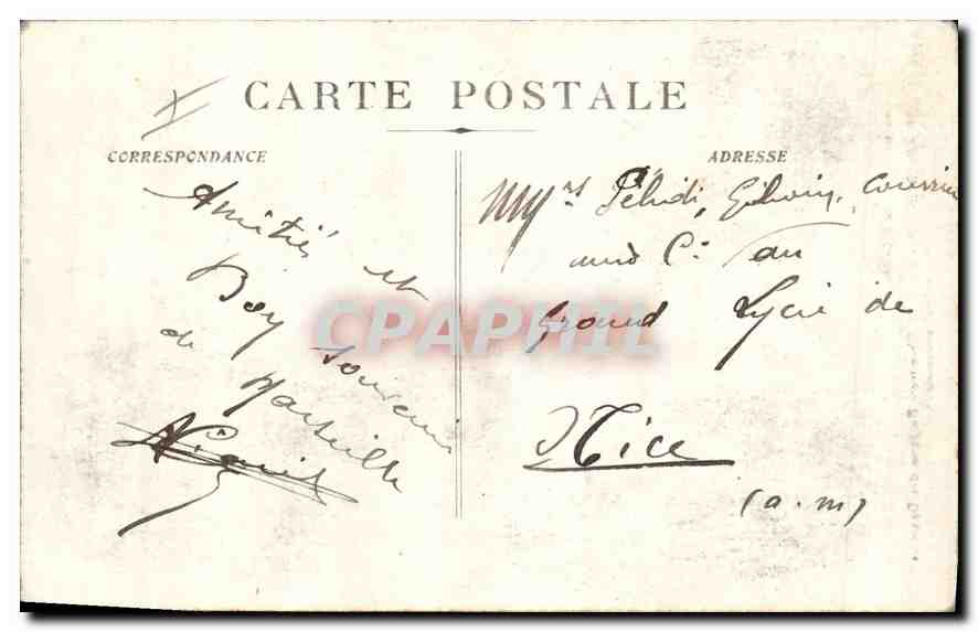 CPA Marseille Cours du Chapitre Fontaine des Danaides  — Verso