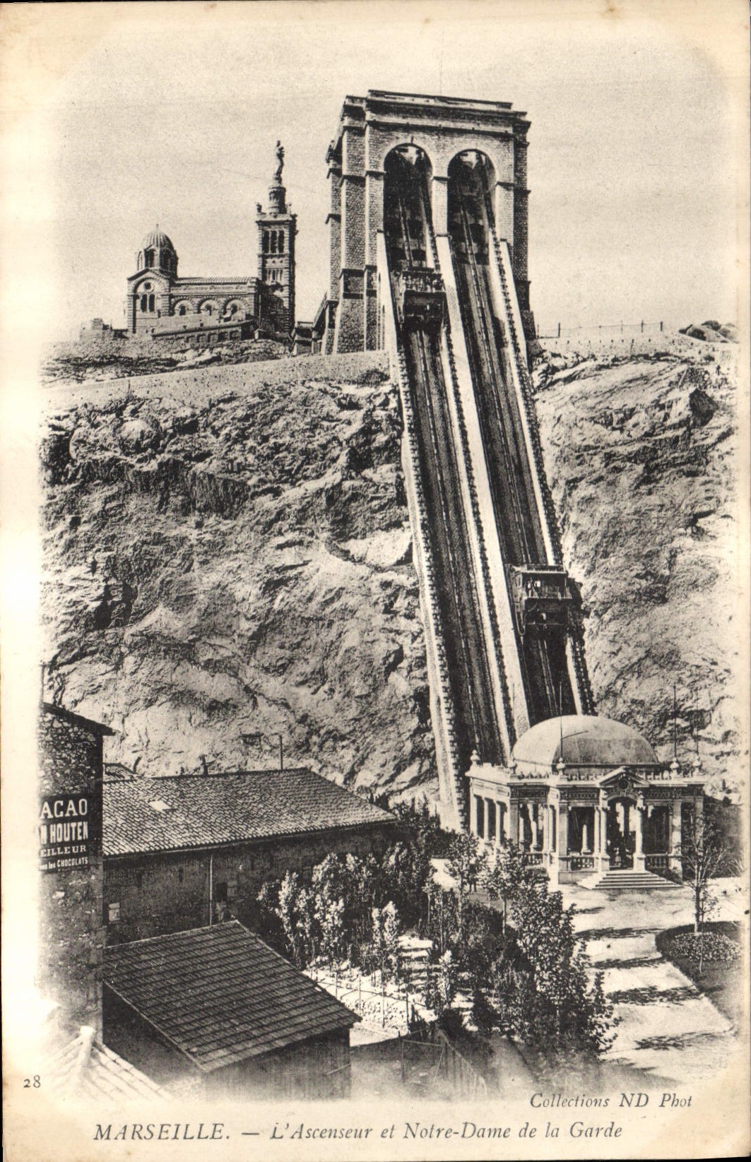 CPA Marseille L'Ascenseur et Notre Dame de la Garde 