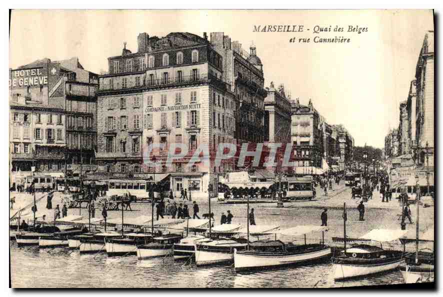 CPA Marseille Quai des Belges et rue Canebiege 