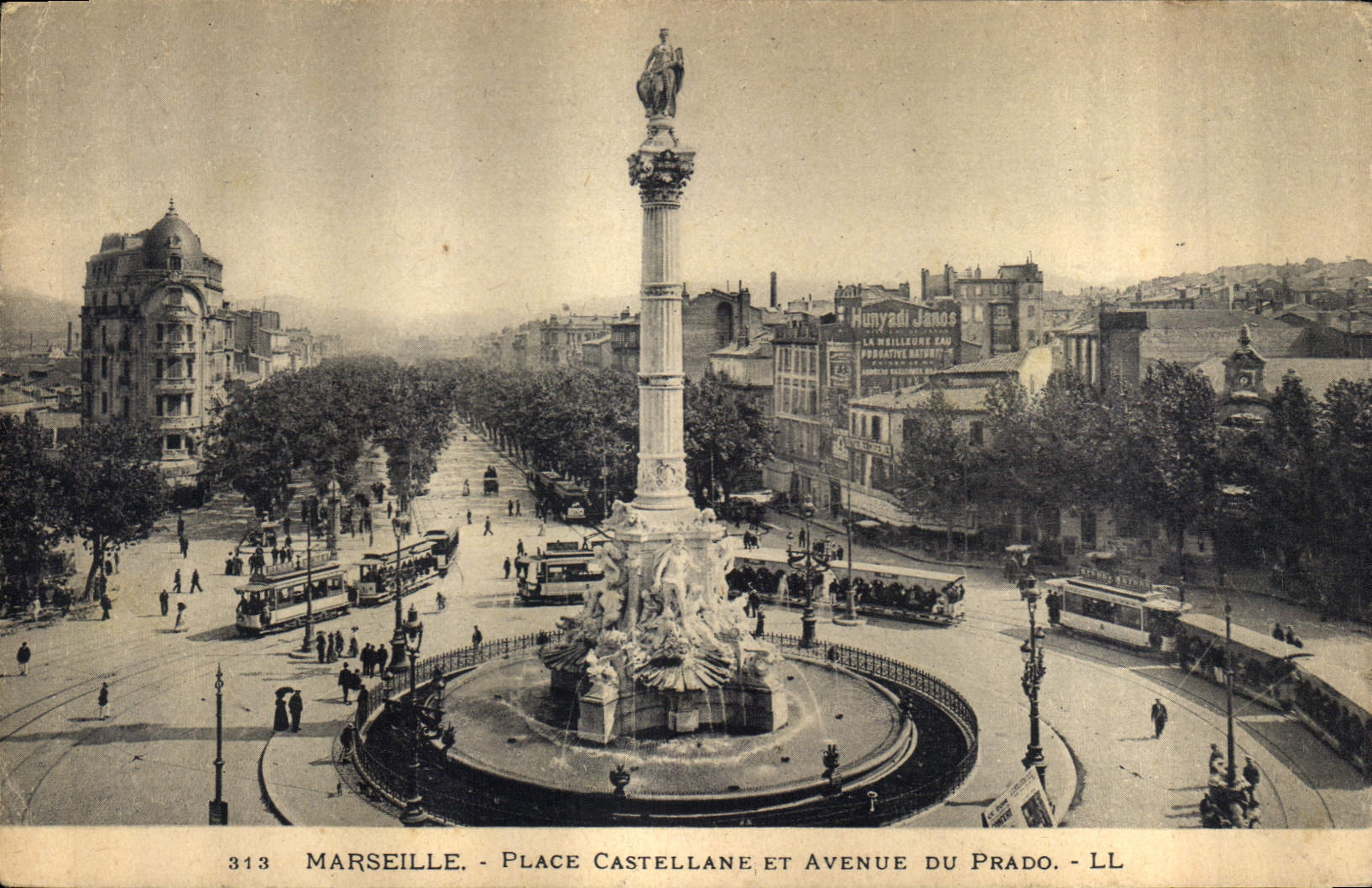 CPA Marseille Place Castellane et Avenue du Prado 