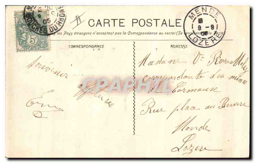 CPA Marseille La Fontaine Estrangin  — Verso
