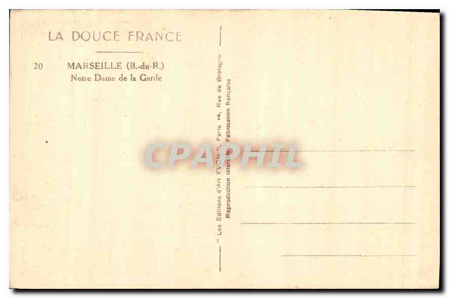 CPA Marseille Bouches du Rhone Notre Dame de la Garde  — Rückseite