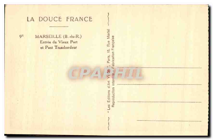 CPA Marseille Bouches du Rhone Entree du Vieux Port et Pont Transbordeur  — Rückseite
