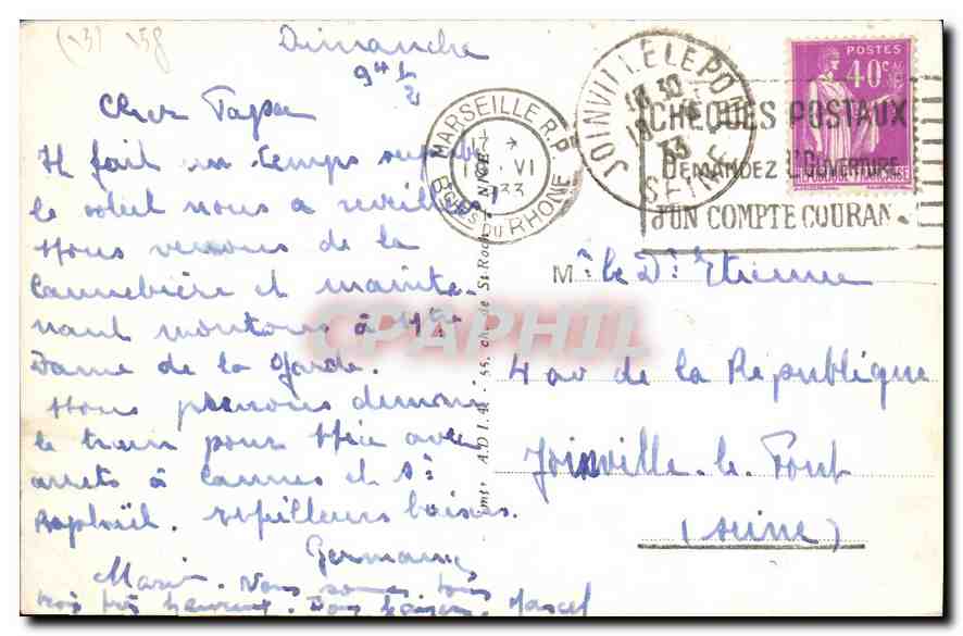 CPA Marseille Le Pont Transbordeur Bateaux — Rückseite