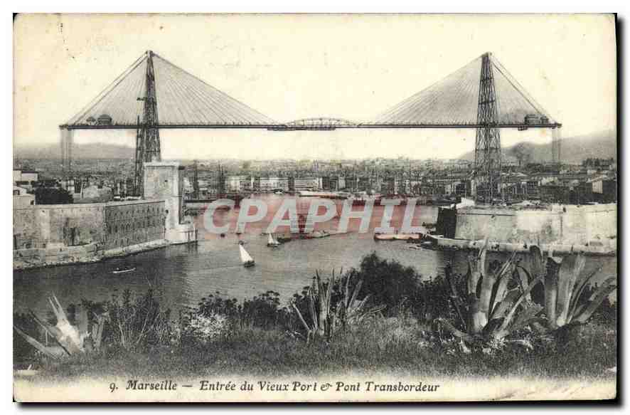 CPA Marseille Entree du Vieux Port Pont Transbordeur 