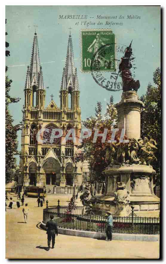 CPA Marseille Monument des Mobiles et l'Eglise des Reformes 