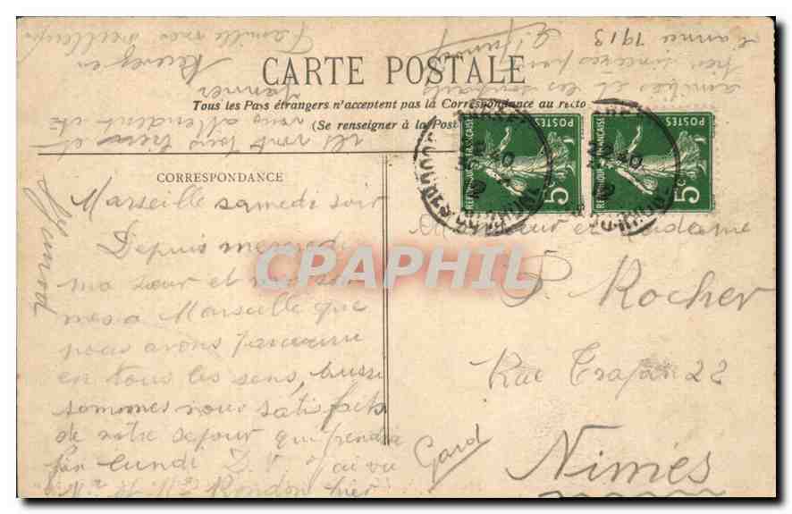 CPA Marseille Rue de la Republique et Quai du Port  — Rückseite