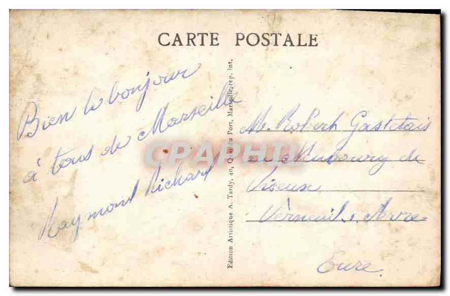CPA Marseille Le Quai du Port et Rue de la Republique  — Verso