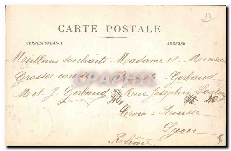 CPA Marseille Fontaine Cantini Place Castellane  — Verso