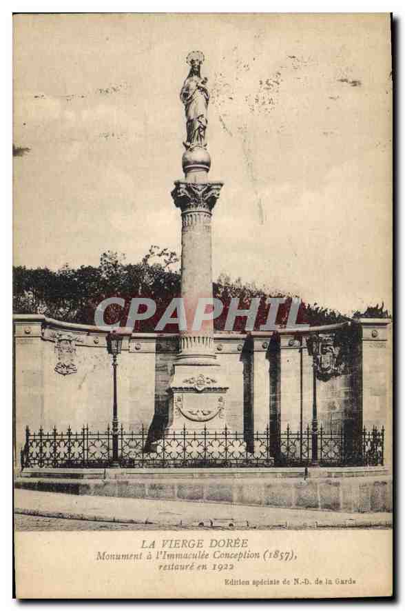 La Vierge Dorée — Monument à l'Immaculée Conception (1857), restauré en 1922 — Édition spéciale de N.-D. de la Garde - Anverso