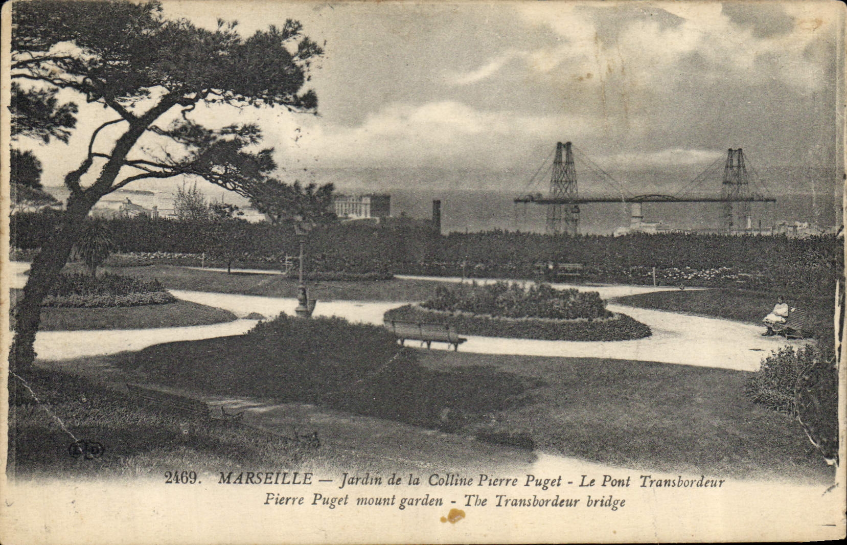 CPA Marseille Jardin de la Colline Pierre Puget Le Pont Transbordeur 