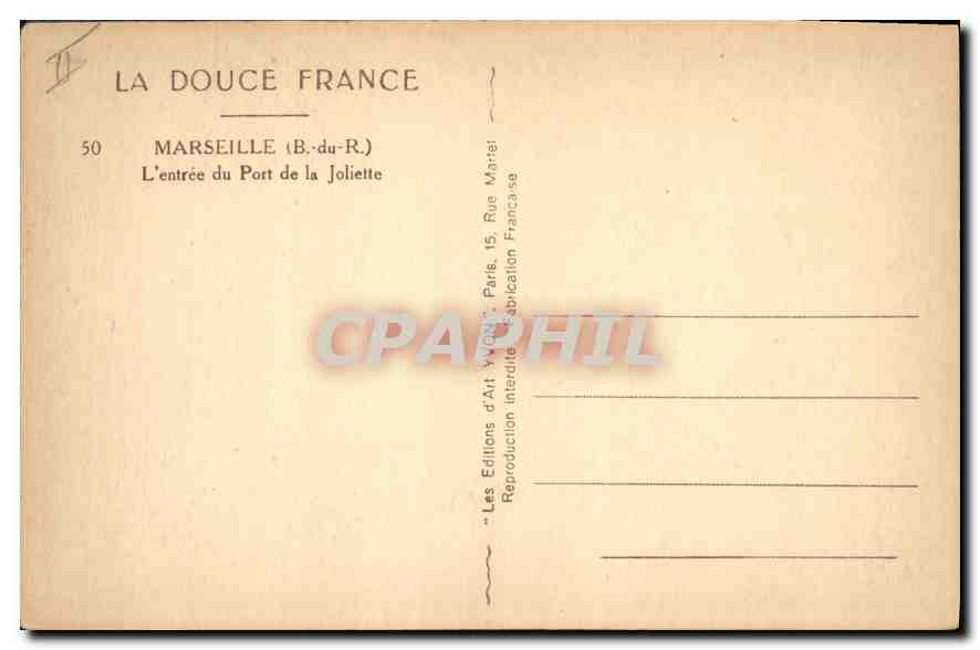 CPA Marseille Bouches du Rhone L'Entree du Port de la Joliette  — Rückseite