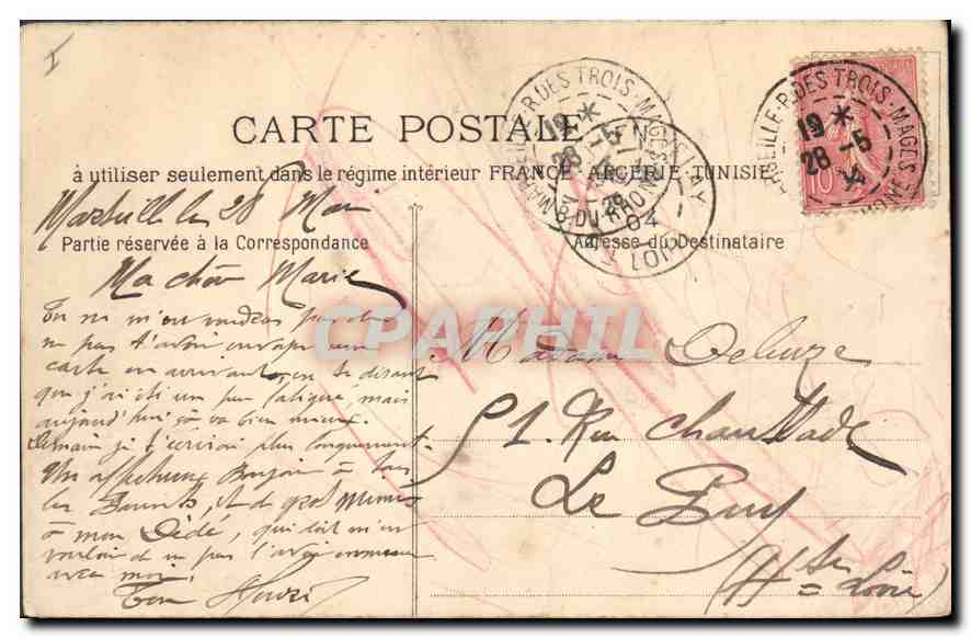 CPA Marseille La Prefecture  — Rückseite