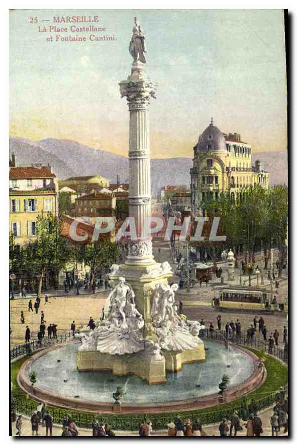 CPA Marseille La Place Castellane et Fontaine Cantini 
