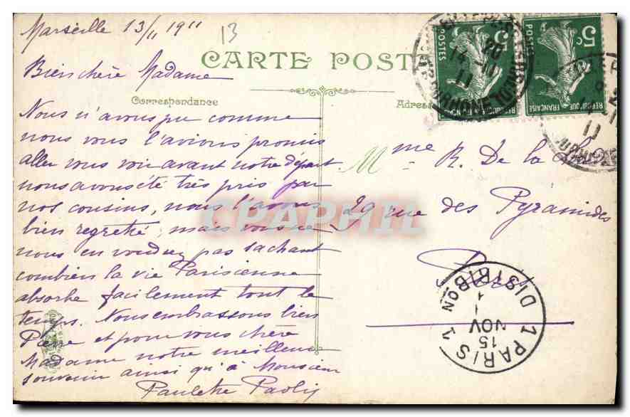 CPA Marseille Cathedrale — Verso