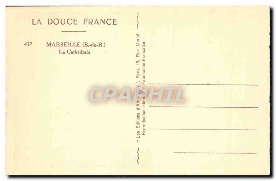 CPA Marseille Bouches du Rhone La Cathedrale  — Rückseite