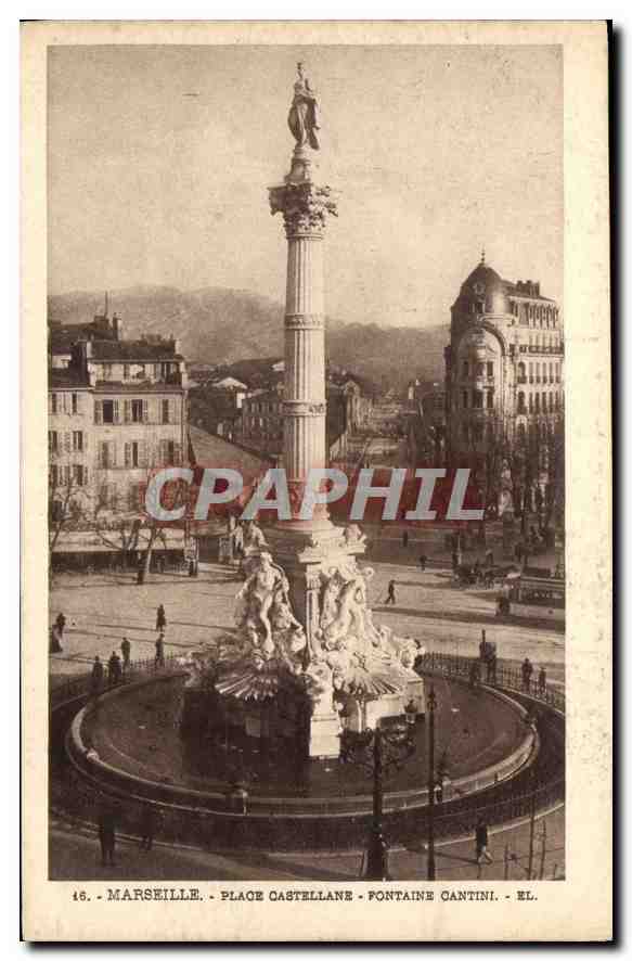 CPA Marseille Place Castellane Fontaine Cantini 