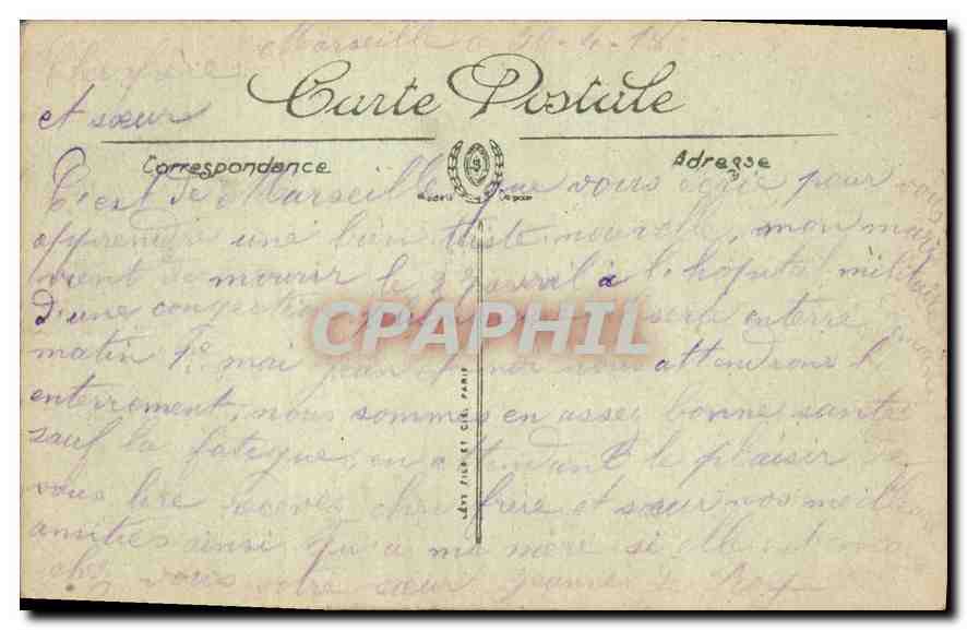 CPA Marseille Notre Dame de la Garde  — Rückseite