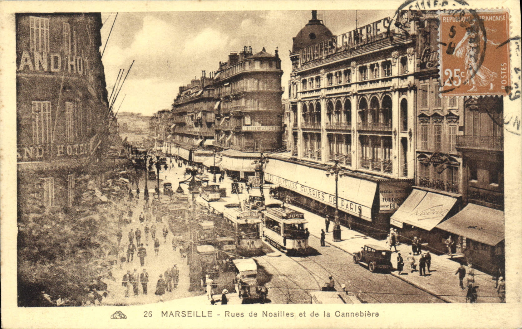 CPA Marseille Rue de Noailles et de la Cannebiere 