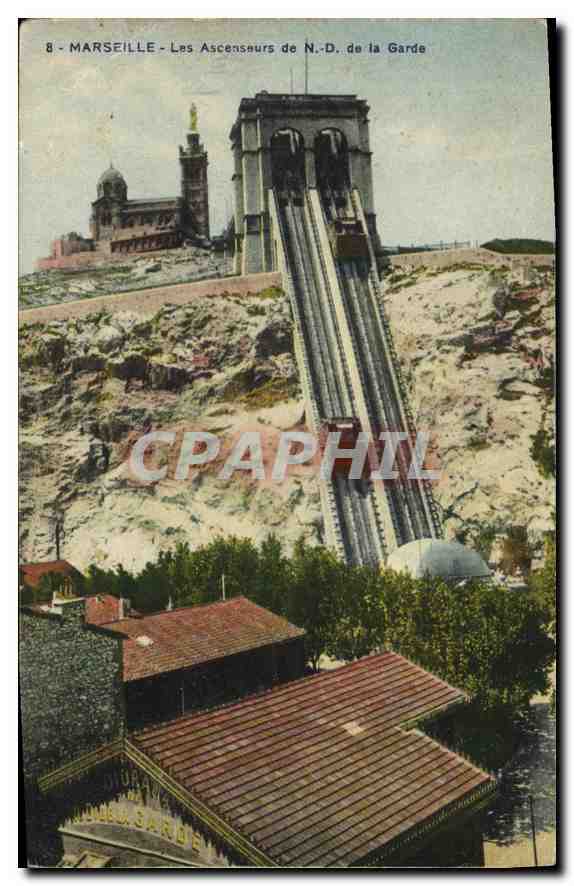 CPA Marseille Les Ascenseurs de Notre Dame de la Garde 