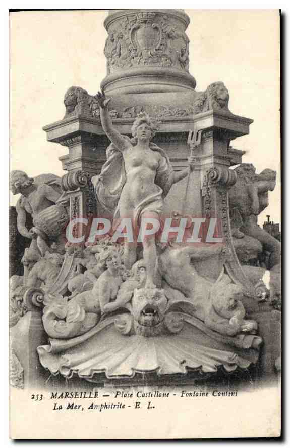 CPA Marseille Place Castellane Fontaine Cantini La Mer Amphitrite 