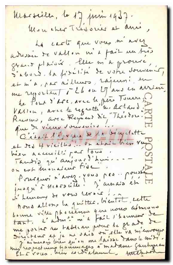 CPA Marseille Place Castellane Fontaine Cantini et le Prado  — Verso
