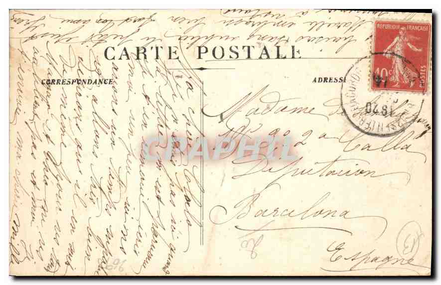 CPA Marseille Fontaine Cantini Place Castellane  — Verso